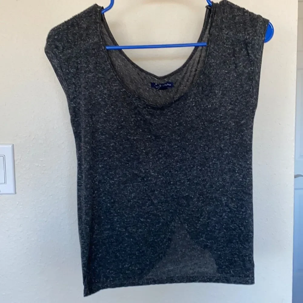 American Eagle Open Back Marled Heathered Grey Top - Picture 2 of 4